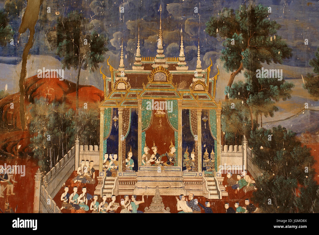 Cambodia, painting in the royal palace in Pnom Penh, , Kambodscha, Malerei im koeniglichen Palast in Pnom Penh Stock Photo