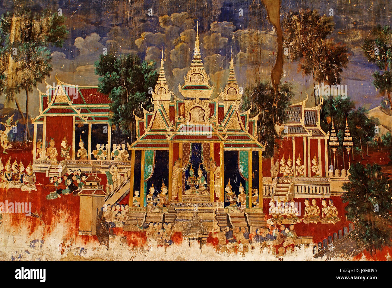 Cambodia, painting in the royal palace in Pnom Penh, , Kambodscha, Malerei im koeniglichen Palast in Pnom Penh Stock Photo