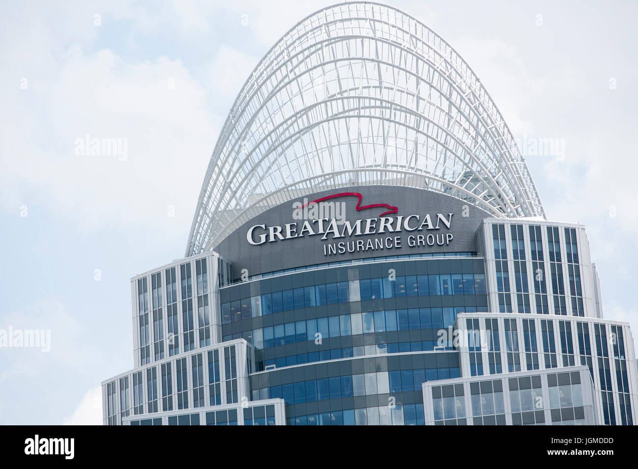 A logo sign outside of the headquarters of the Great American Financial Group, in Cincinnati, Ohio on June 29, 2017. Stock Photo