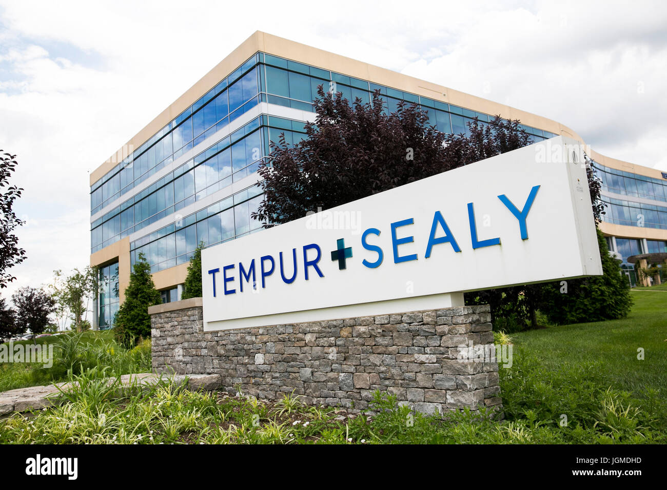 A logo sign outside of the headquarters of Tempur Sealy International