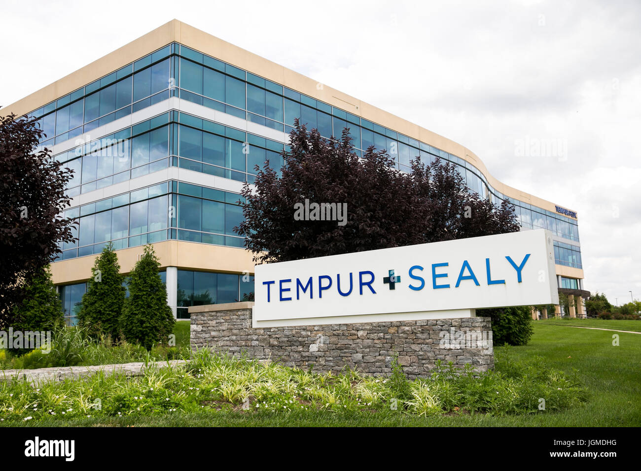 A logo sign outside of the headquarters of Tempur Sealy International