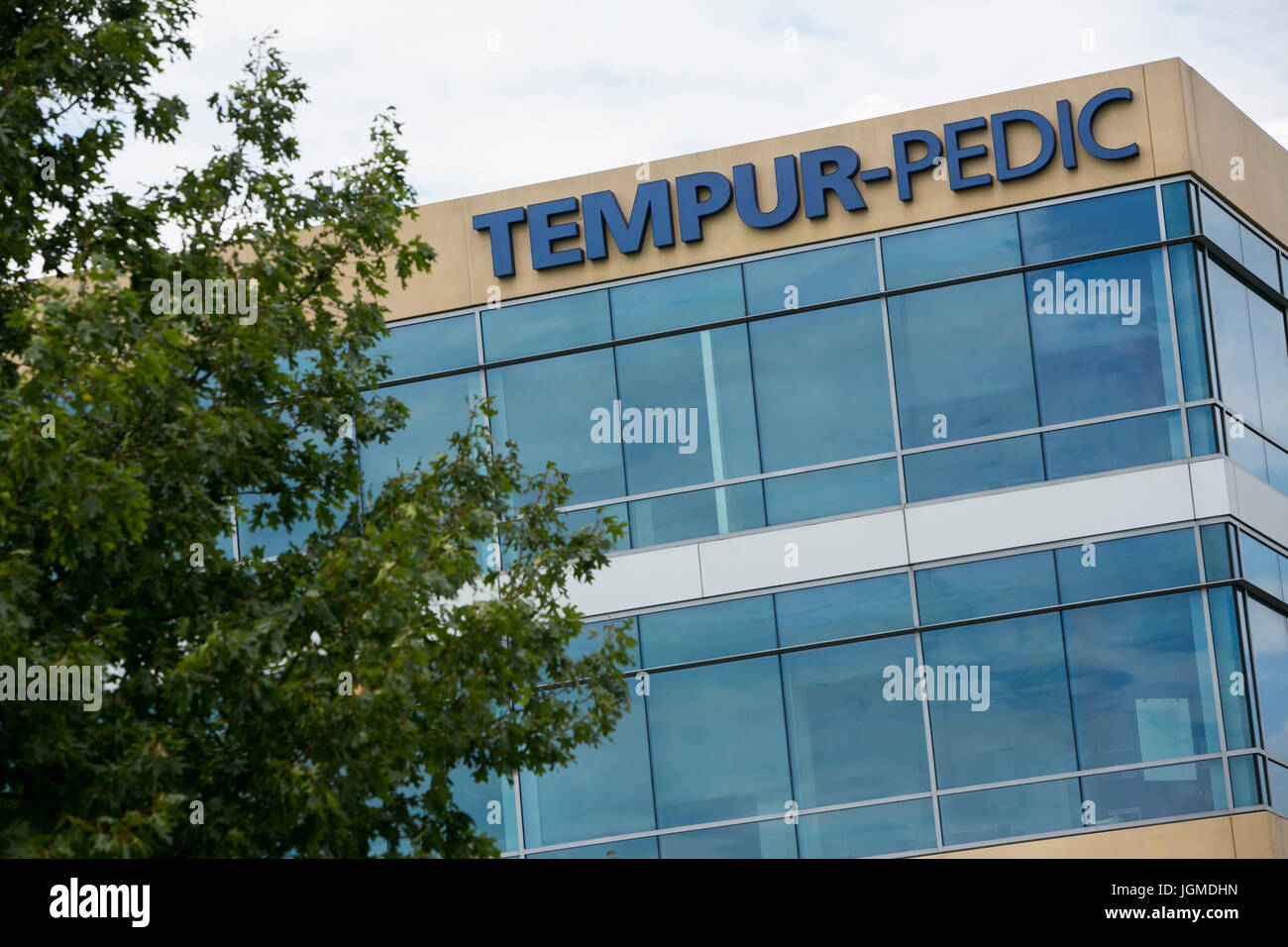 A logo sign outside of the headquarters of Tempur Sealy International