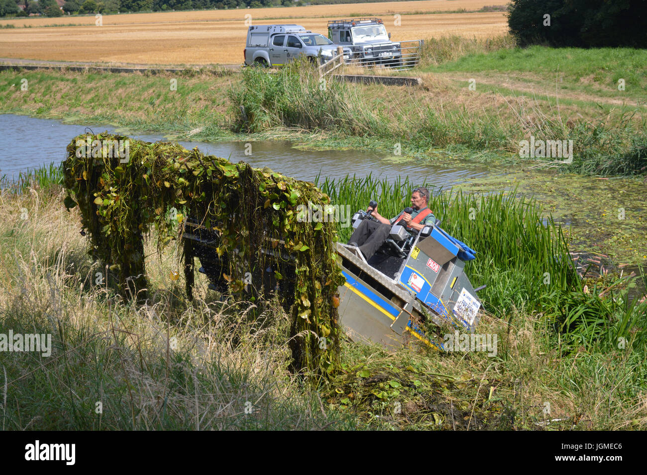 Royal Military canal weed clearing Stock Photo