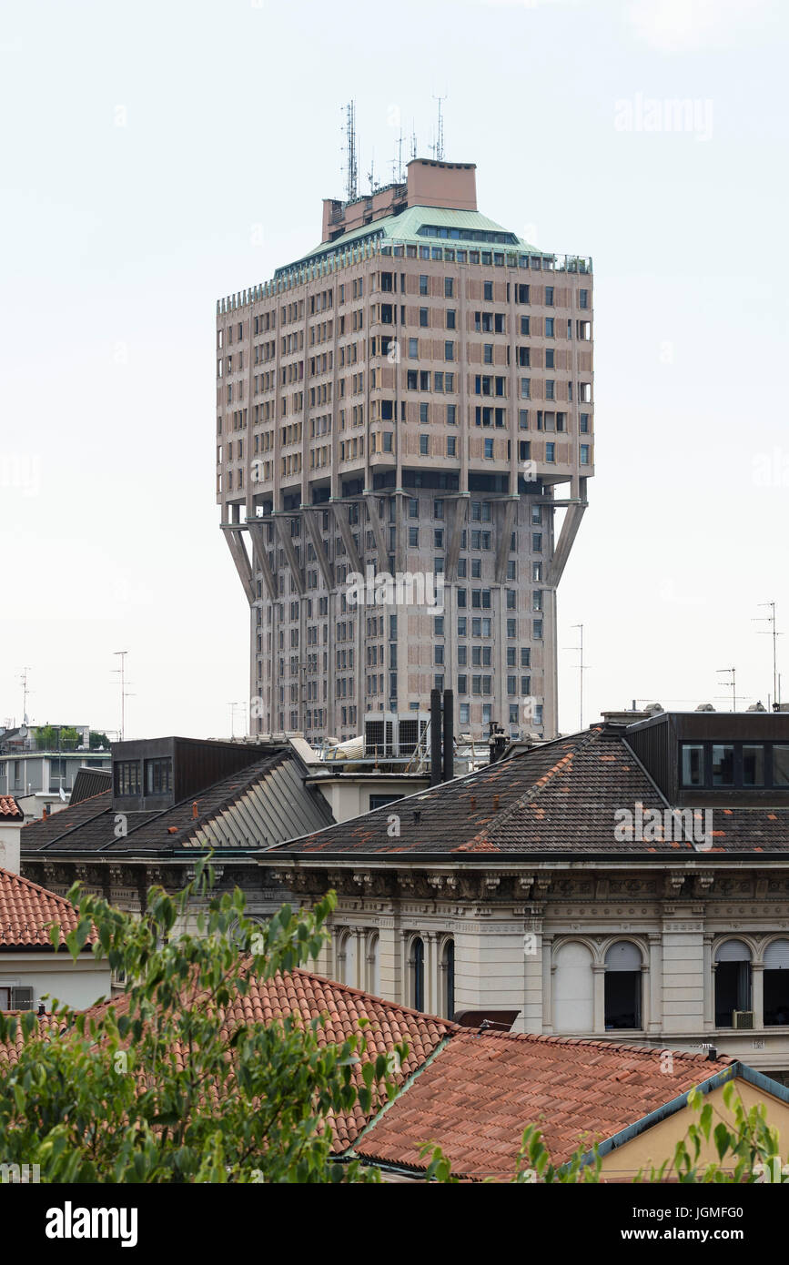 Milan. Italy. Torre Velasca, BBPR architectural partnership, 1958. Stock Photo