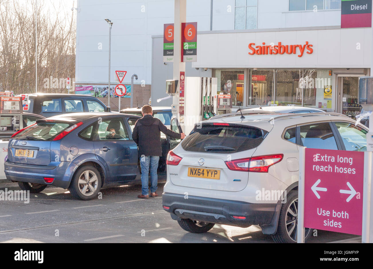 Fuel pumps sainsburys filling station hires stock photography and