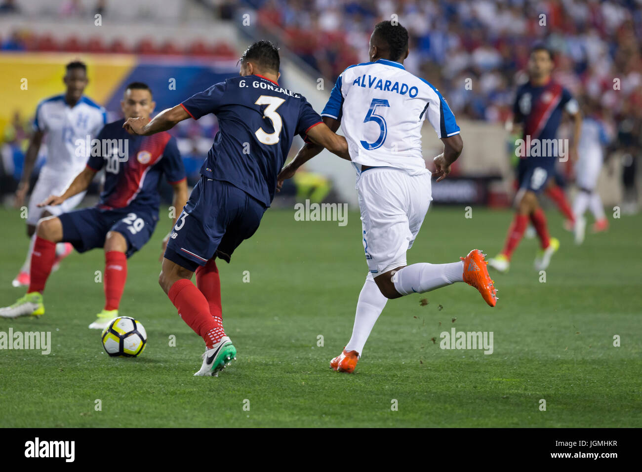 Harrison, NJ USA - July, 7, 2017: Giancarlo Gonzalez (3) of Costa Rica National team controls ball during CONCACAF Gold Cup group stage game against H Stock Photo