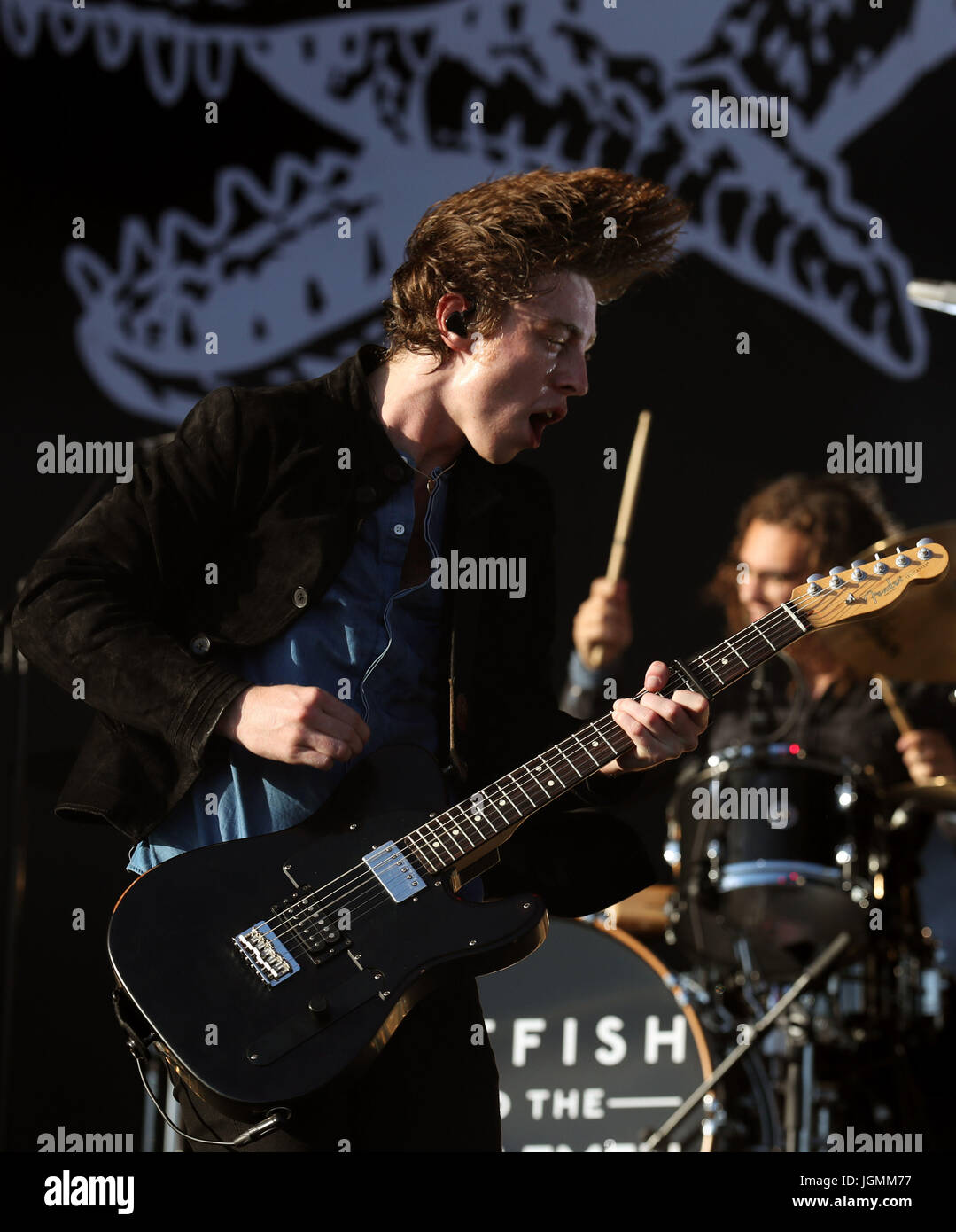 Ryan Evan 'Van' McCann of Catfish and the Bottlemen performs on the main stage performs on the main stage at the TRNSMT festival in Glasgow. Stock Photo