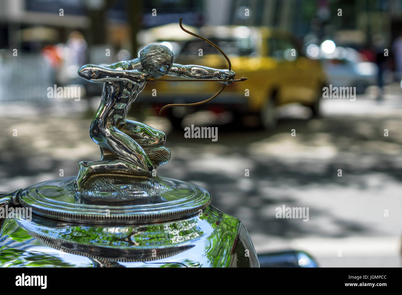 BERLIN JUNE 17, 2017 Hood ornament of the luxury car PierceArrow