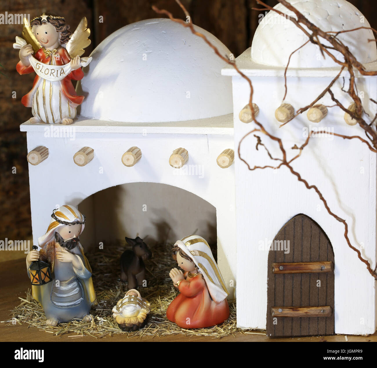 Palestinian Nativity Scene With Holy Family Set In The Middle East With ...