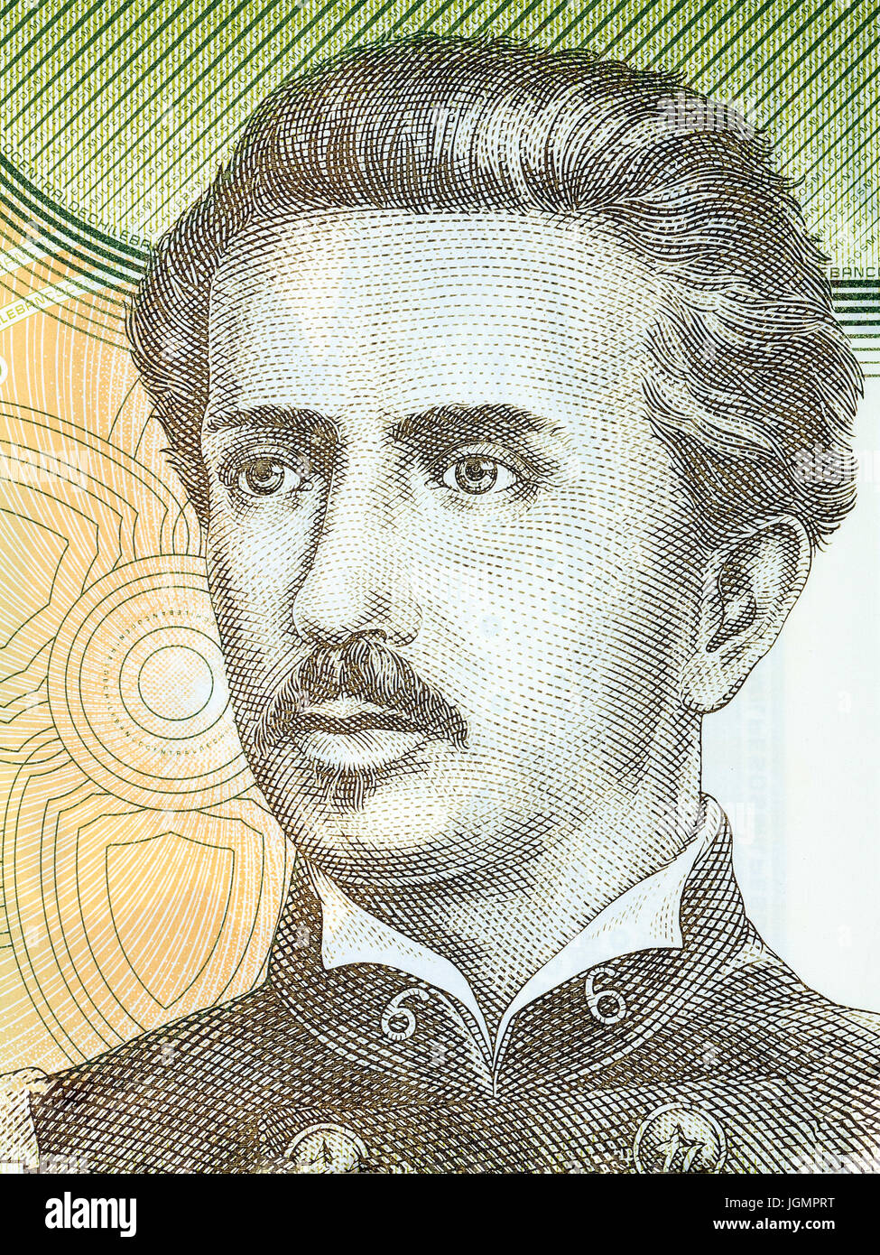 Ignacio Carrera Pinto portrait from Chilean money Stock Photo - Alamy