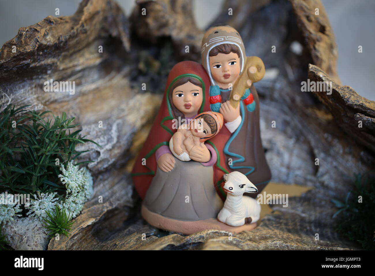 peruvian family with white sheep with winter clothes in Latin American ...