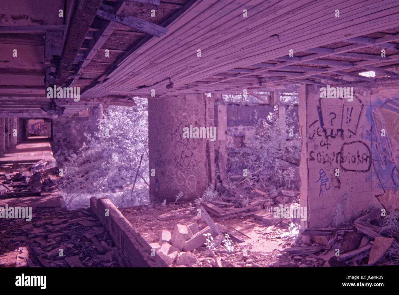 infra red infrared photography shots pictures of ruins of St Peter's Seminary, Cardross, Scotland, 2012 height of its dilapidation before restoration Stock Photo