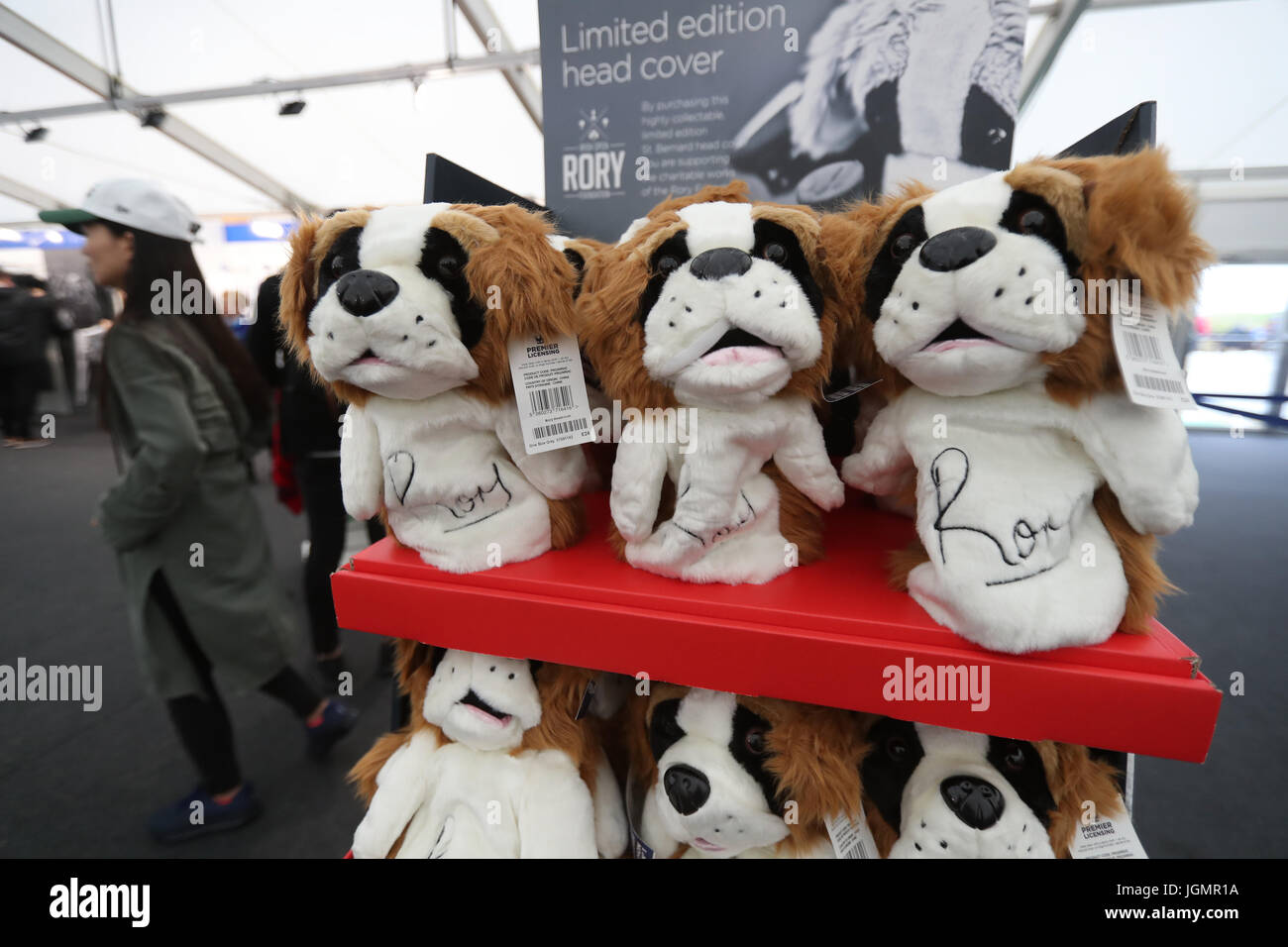 Nike Rory McIlroy St. Bernard Driver Headcovers for sale during day four of  the Dubai Duty Free Irish Open at Portstewart Golf Club. PRESS ASSOCIATION  Photo. Picture date: Sunday July 9, 2017.