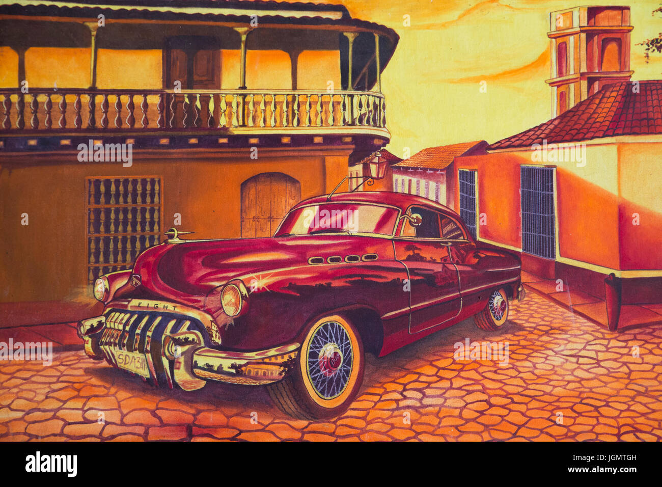 Picture of Vintage Buick, Trinidad, UNESCO World Heritage Site, Sancti Spiritus, Cuba Stock Photo