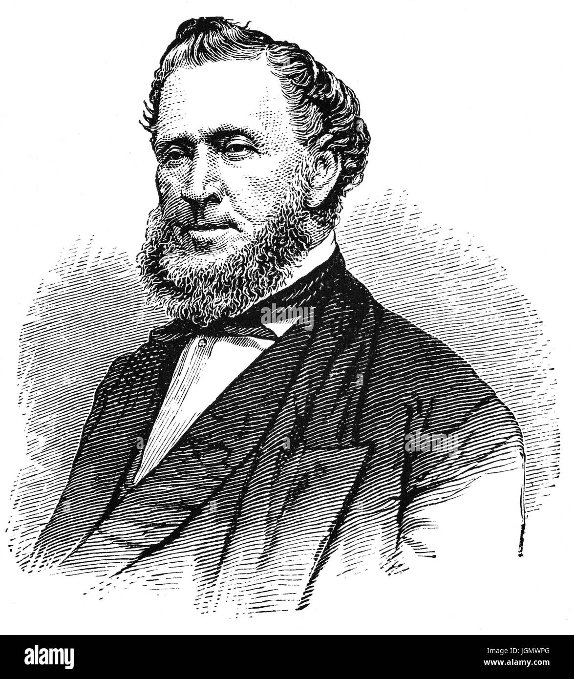 1879: A portrait of Brigham Young, the second President of The Church of Jesus Christ of Latter-day Saints (or Mormons) from 1847 until his death in 1877, Ohio, United States of America Stock Photo