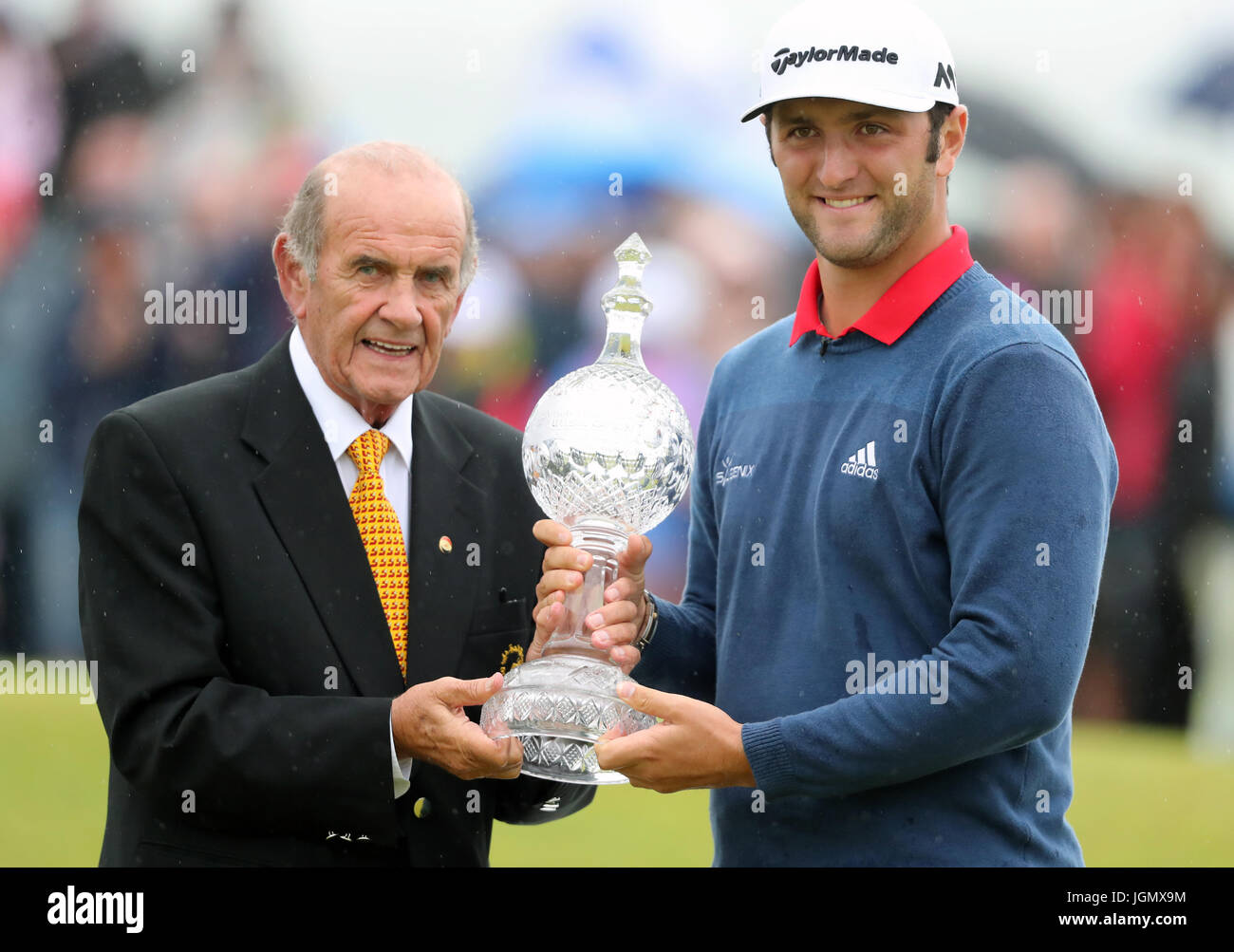 Spain's Jon Rahm with the trophy after winning the Dubai Duty Free Irish Open at Portstewart