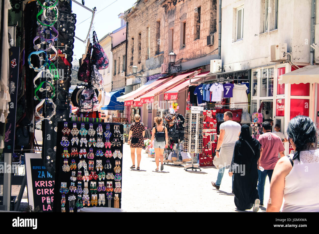 Beautiful old town of Mostar, Bosnia with diverse ethnic culture Stock Photo