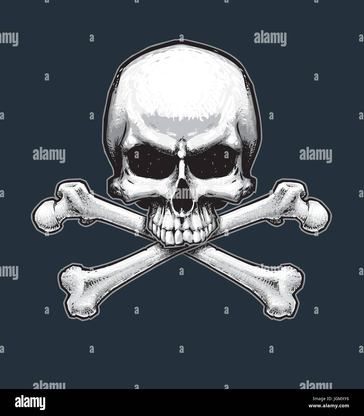 Vector illustration of the pirate flag sign, skull and crossbones ...