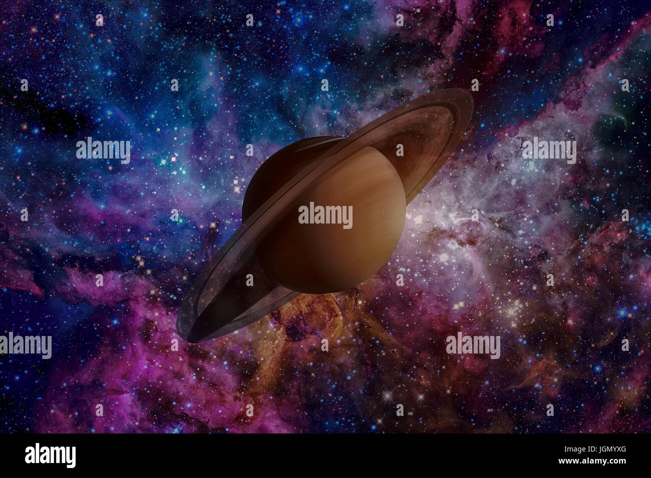 Solar System - Saturn. It is the sixth planet from the Sun. Stock Photo