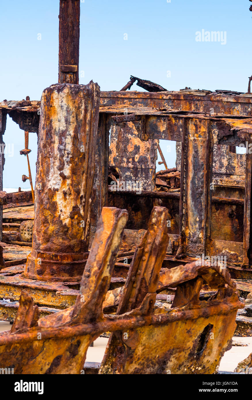 Maheno Shipwreck, Fraser Island, UNESCO World Heritage Site, Queensland, Australia. Stock Photo