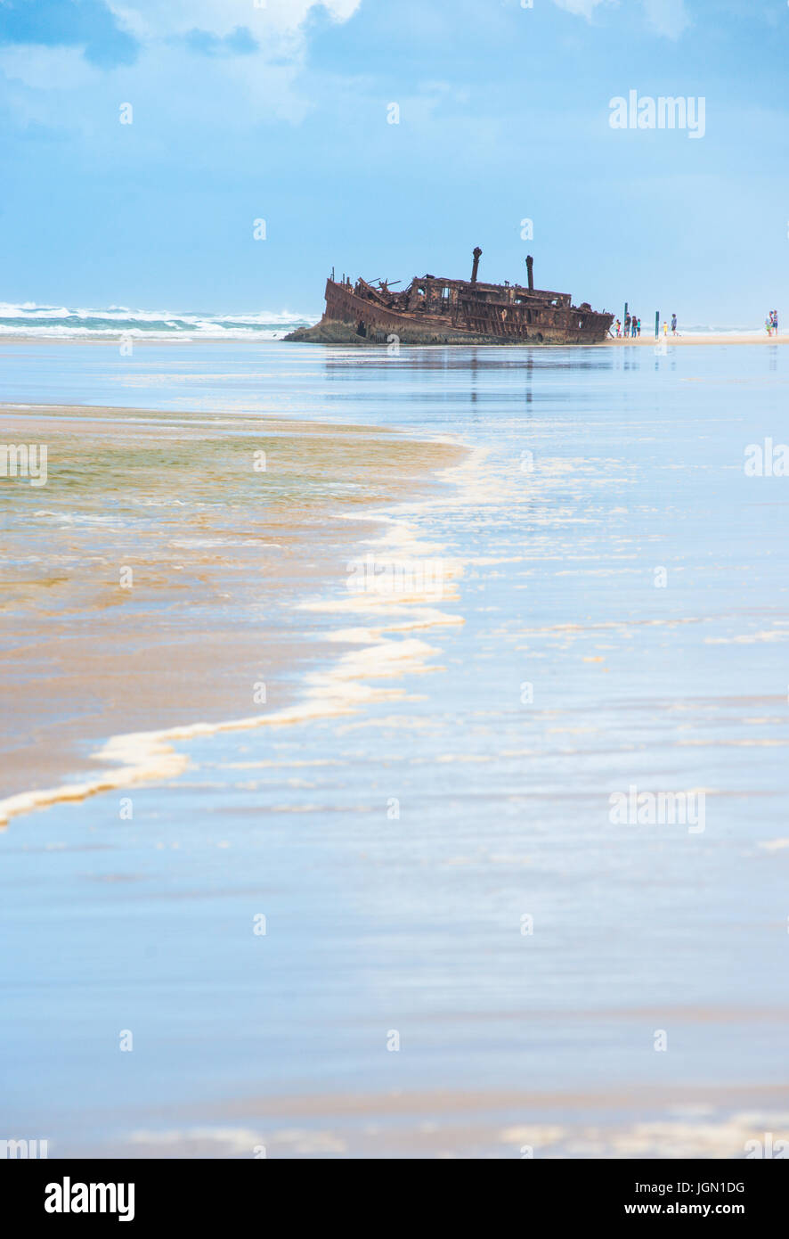 Maheno Shipwreck, Fraser Island, UNESCO World Heritage Site, Queensland, Australia. Stock Photo