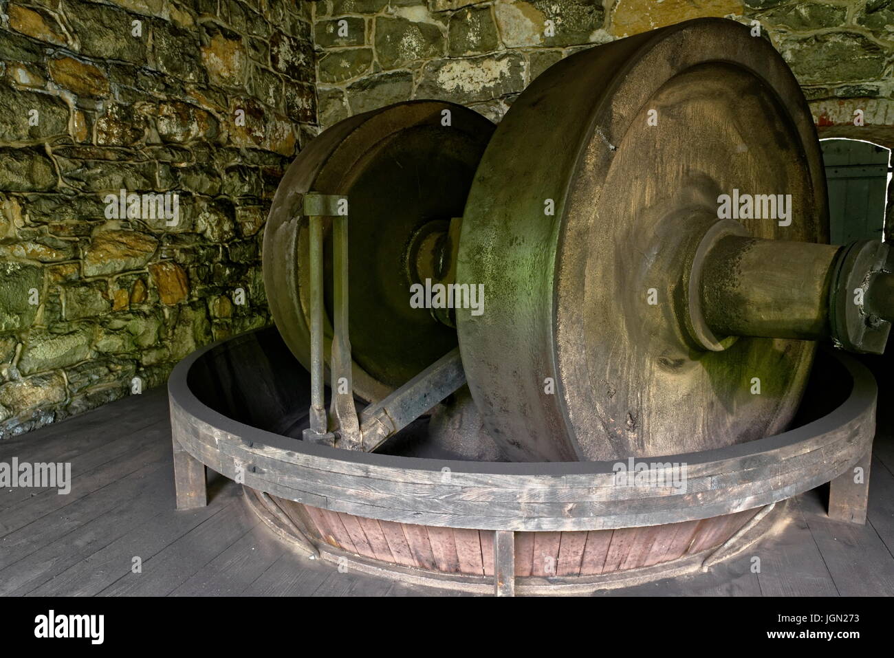 16 ton roller mills at the powder works. Hagley Museum is the site if E