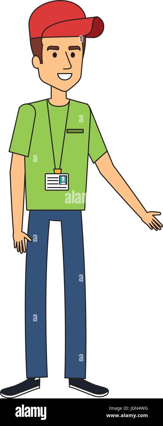 delivery worker avatar character vector illustration design Stock ...