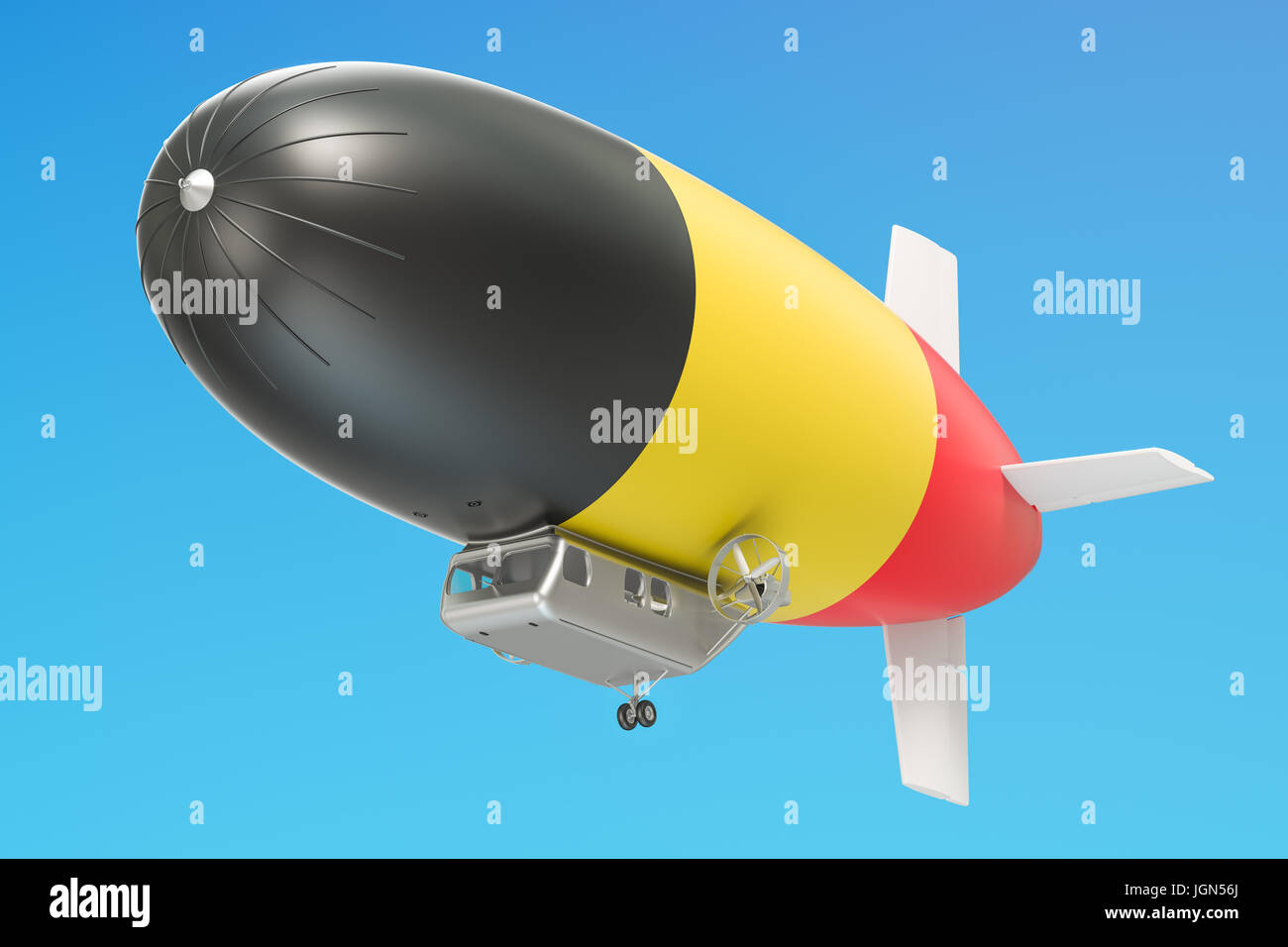 Airship or dirigible balloon with Belgian flag, 3D rendering Stock ...