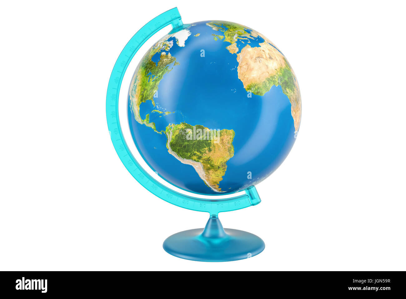 Geographical globe of planet Earth, 3D rendering Stock Photo