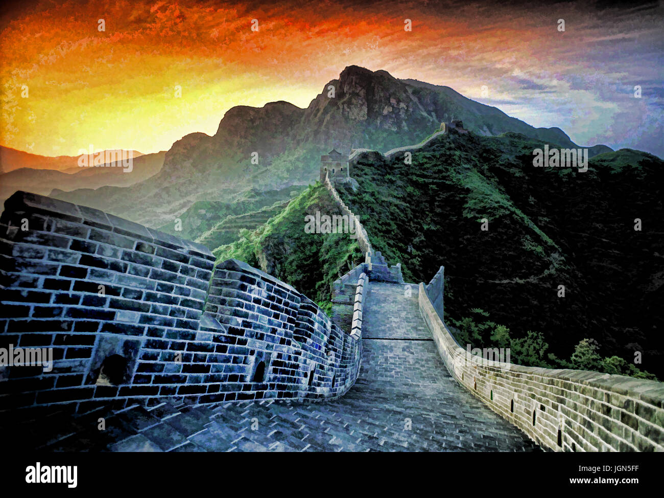 Chinese Great Wall Painting Great Wall 1026004, 97cm x 180cm(38〃 x 70〃)