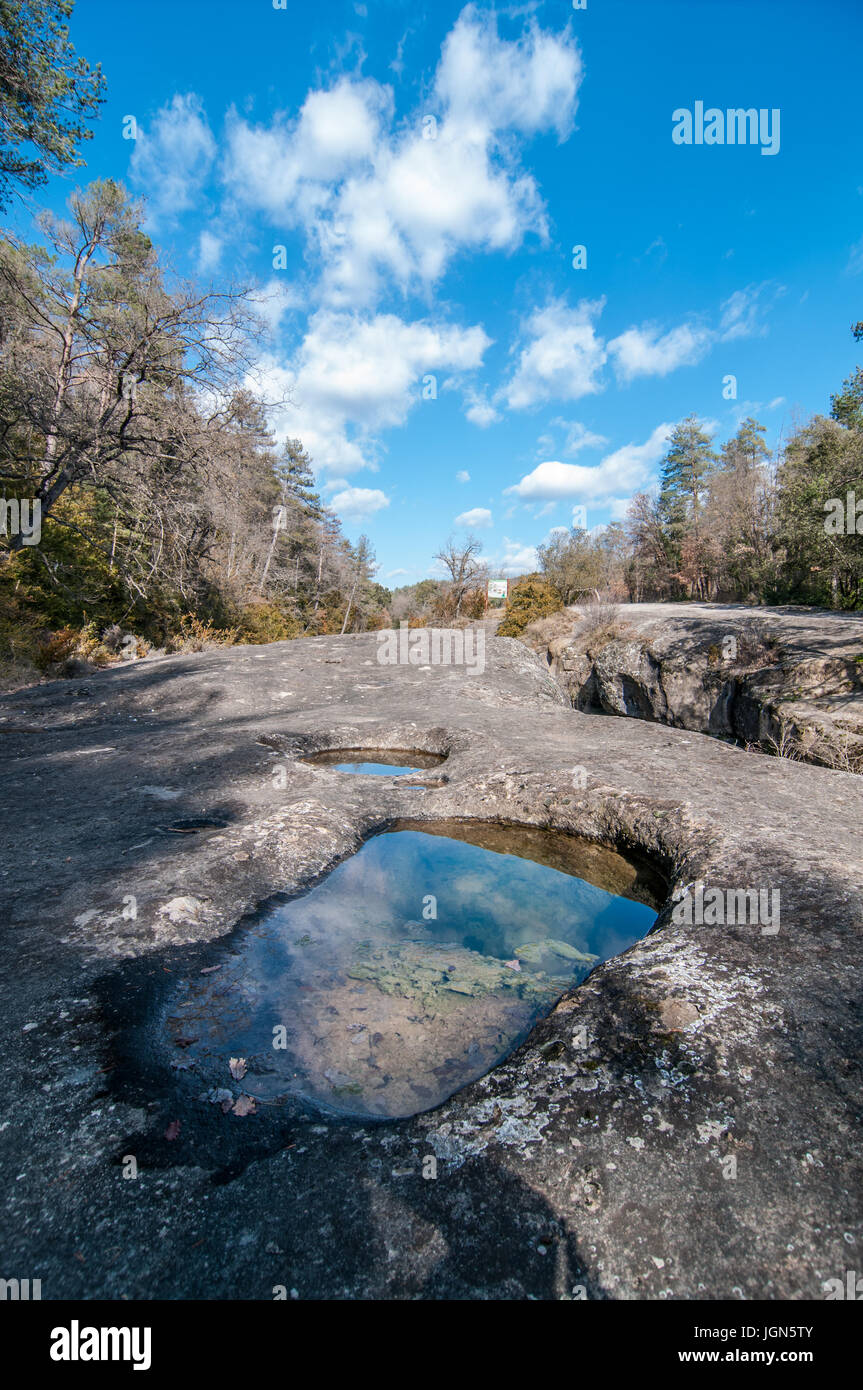 Wideangle view of a river, Riera de Merlés, Borredà, Berga, Catalonia, Spain Stock Photo