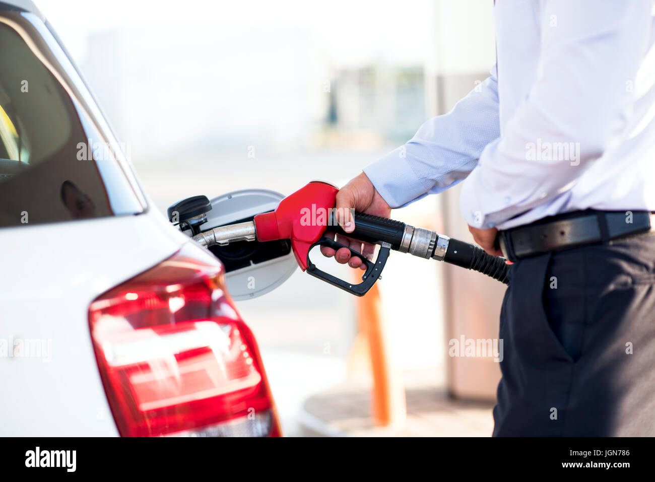 man fuels the car Stock Photo Alamy
