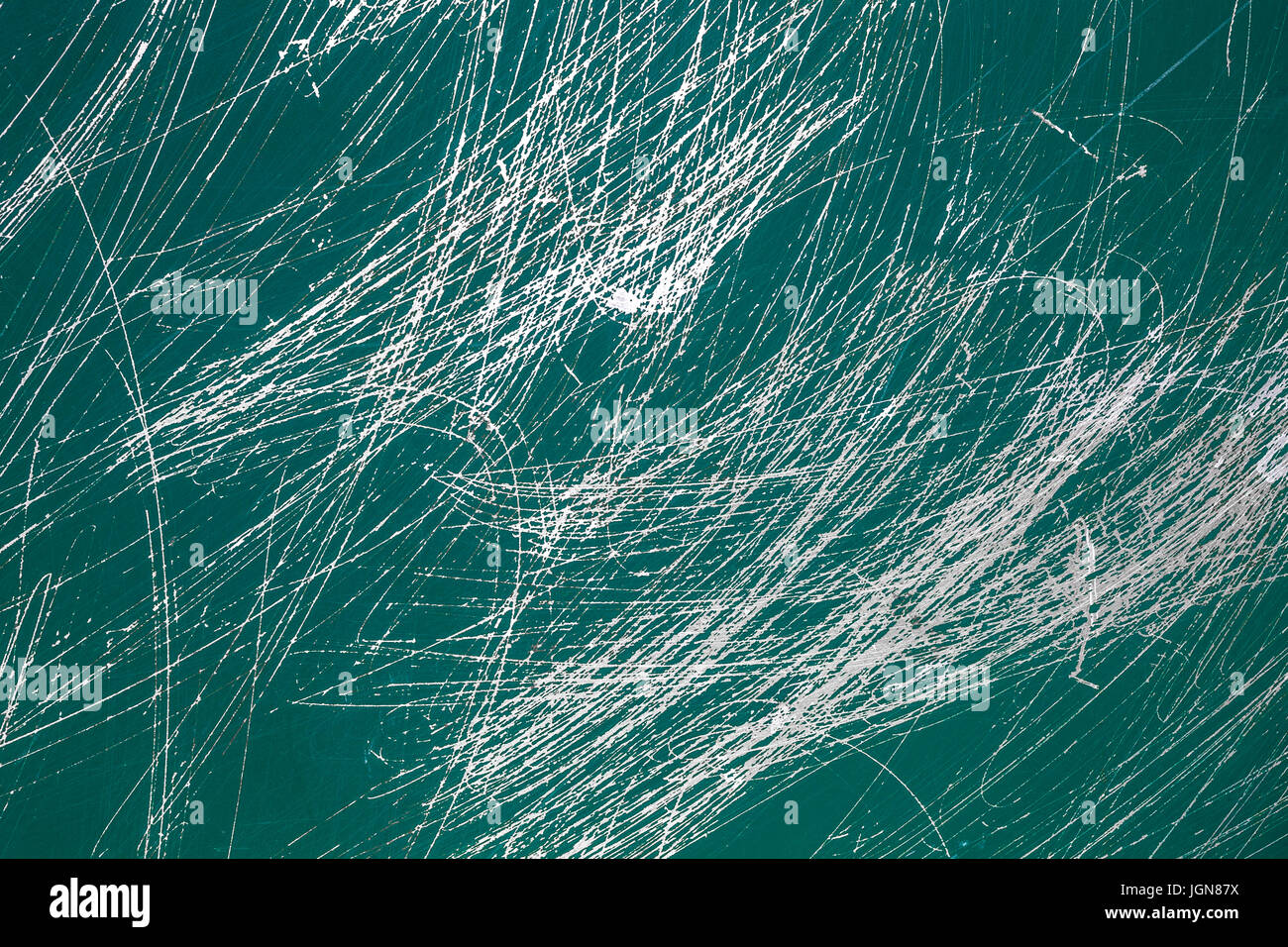 Rough scratched metal background, old green metallic texture Stock Photo