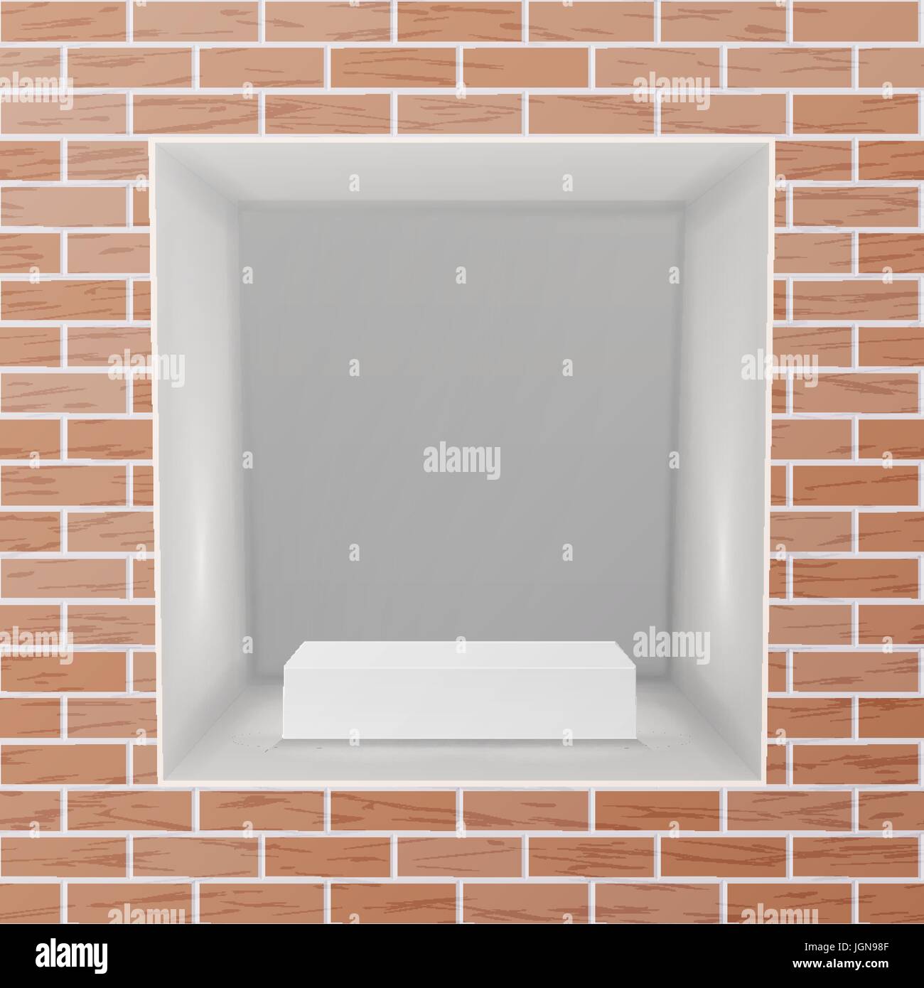 Empty Niche Vector. Realistic Brick Wall. Clean Shelf, Niche, Wall ...