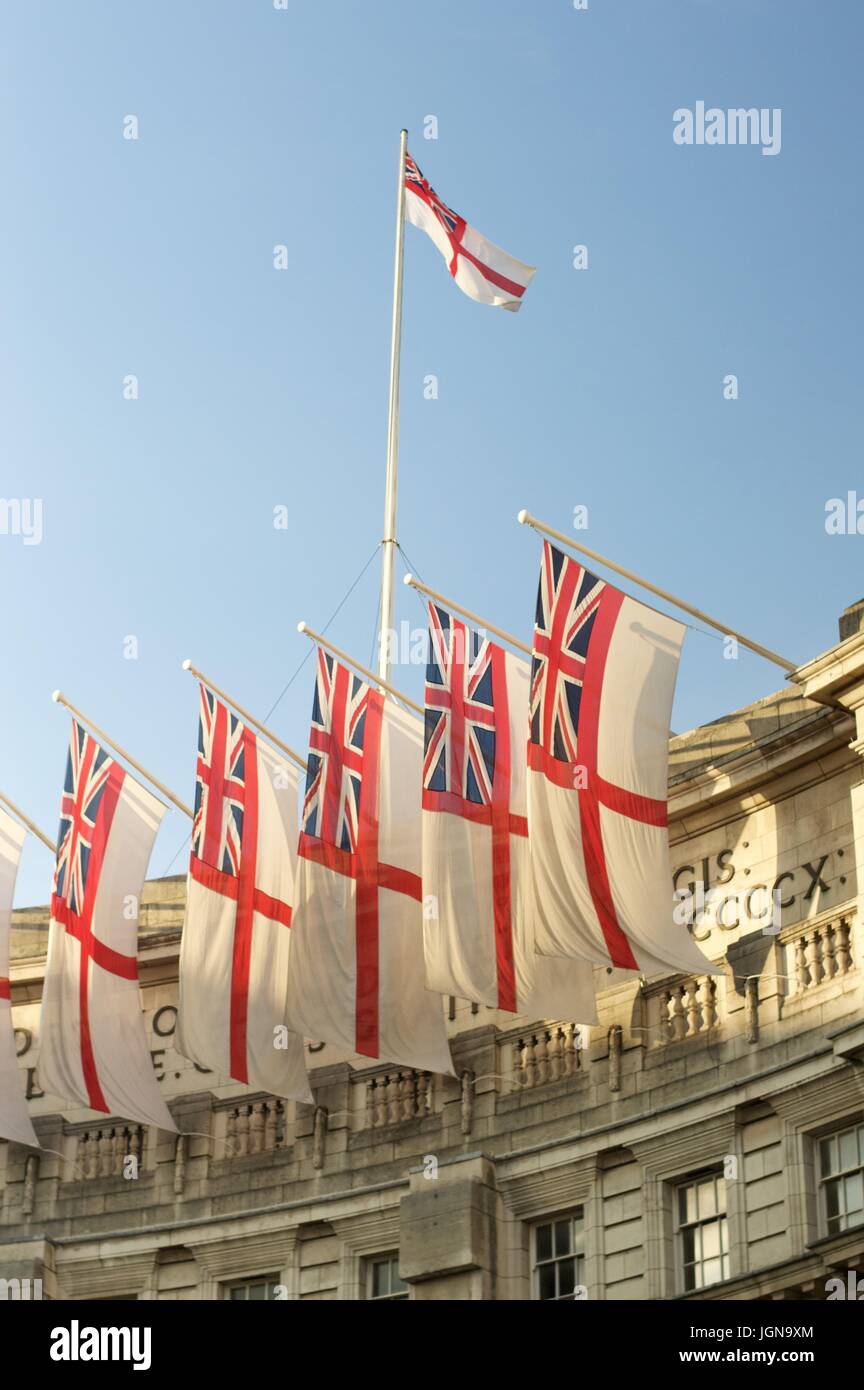 Flags flying above Admiralty Arch, London Stock Photo