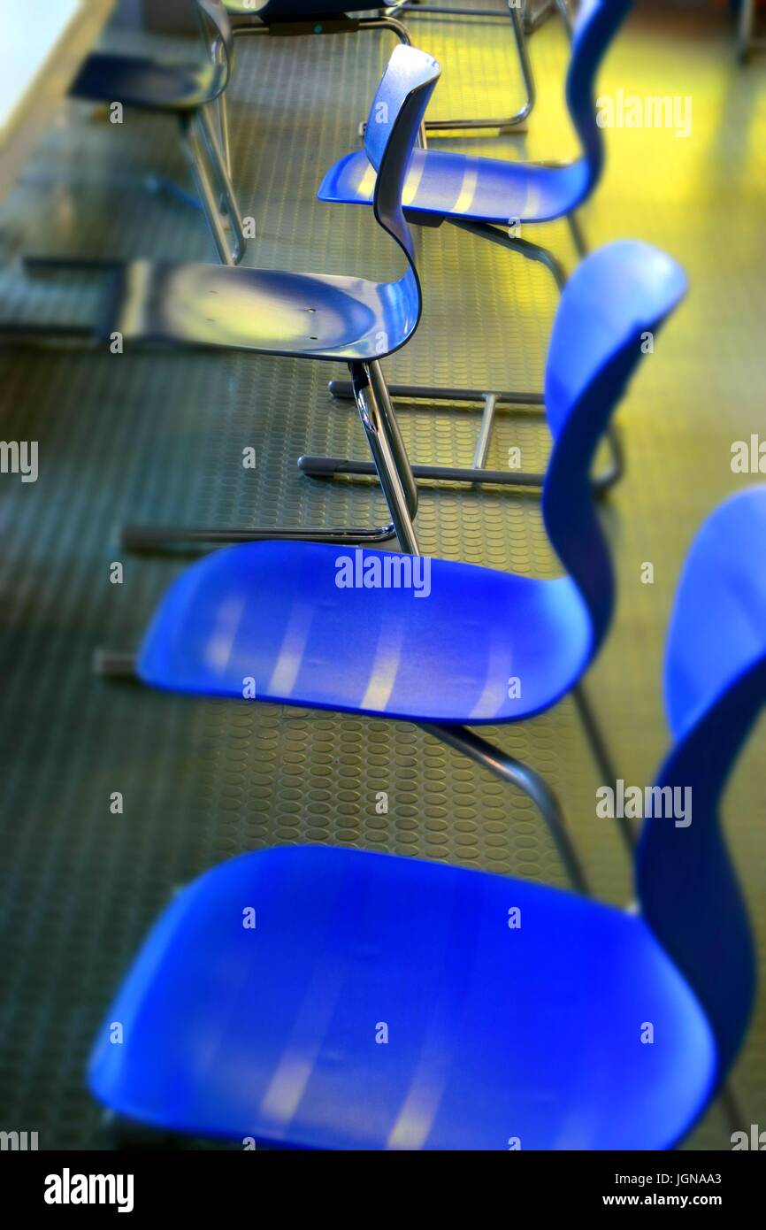 blue chairs, blaue Stühle Stock Photo