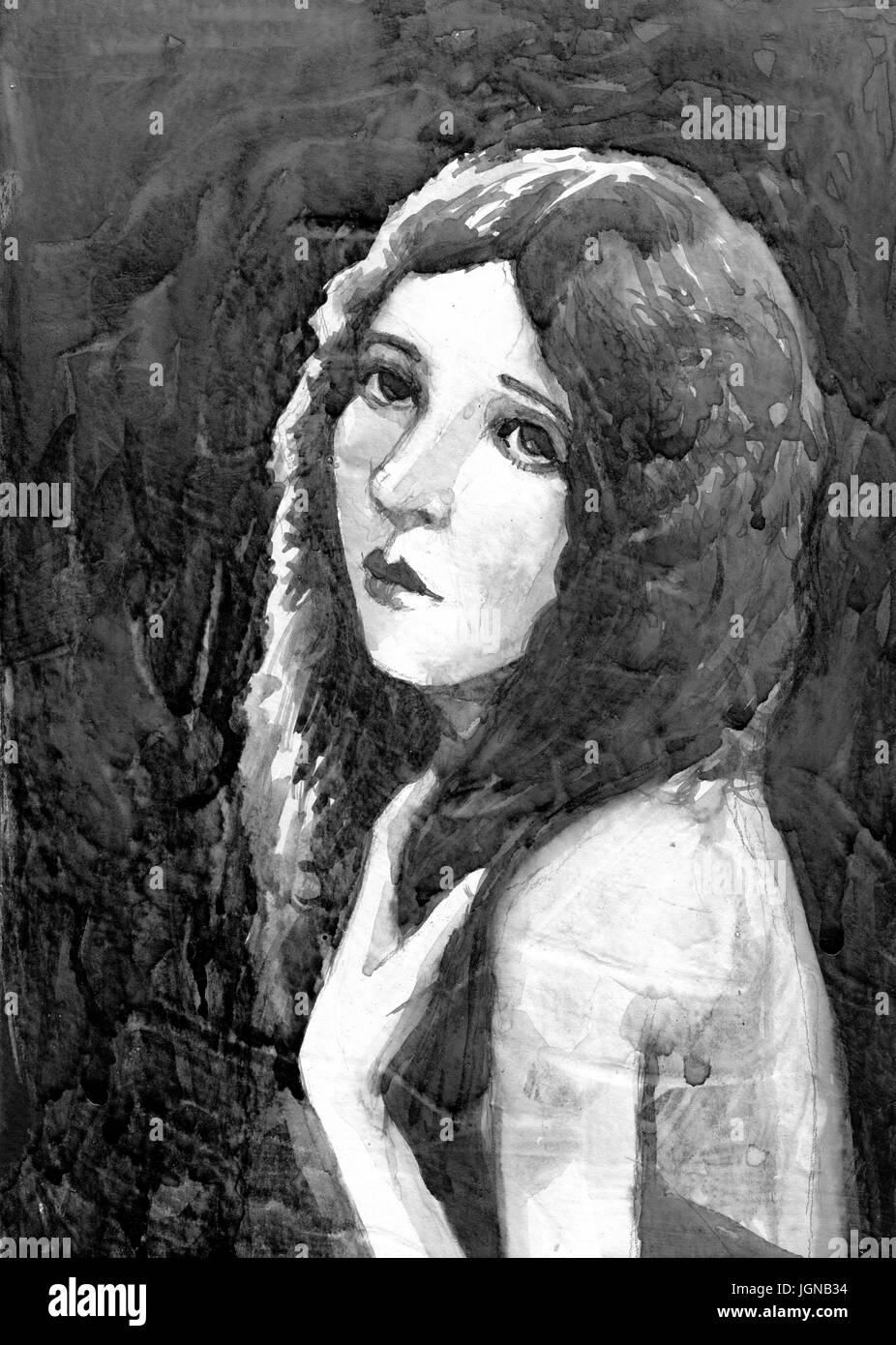 Portrait Painting Black Woman Fine Art Black And White Stock Photos Images Alamy