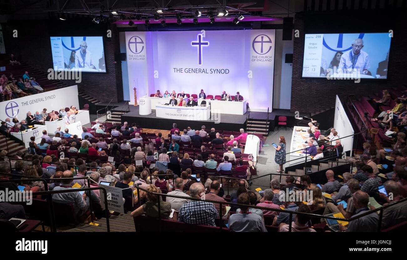 A general view of the meeting at the Church of England General Synod at the University of York, as the Church of England's ruling body is to vote on providing special services for transgender people to mark their transition. Stock Photo