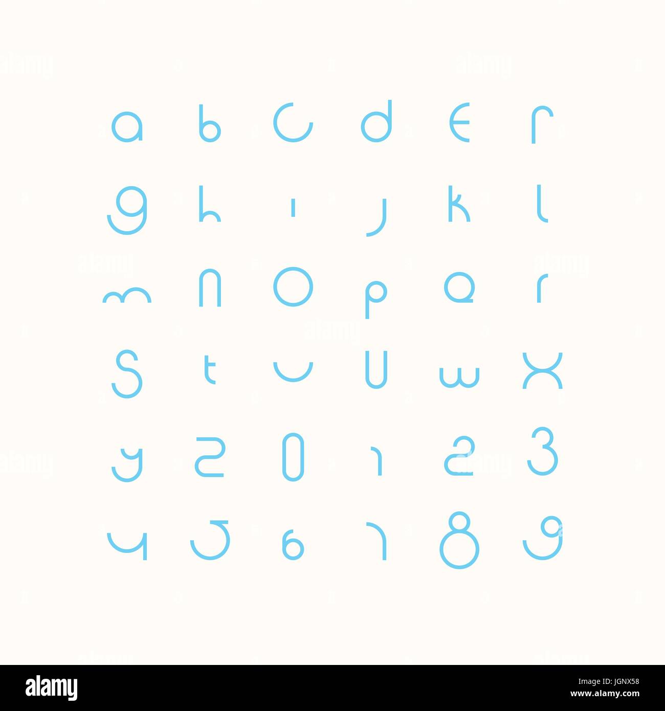 round style alphabet letters and numbers. vector, minimalistic font