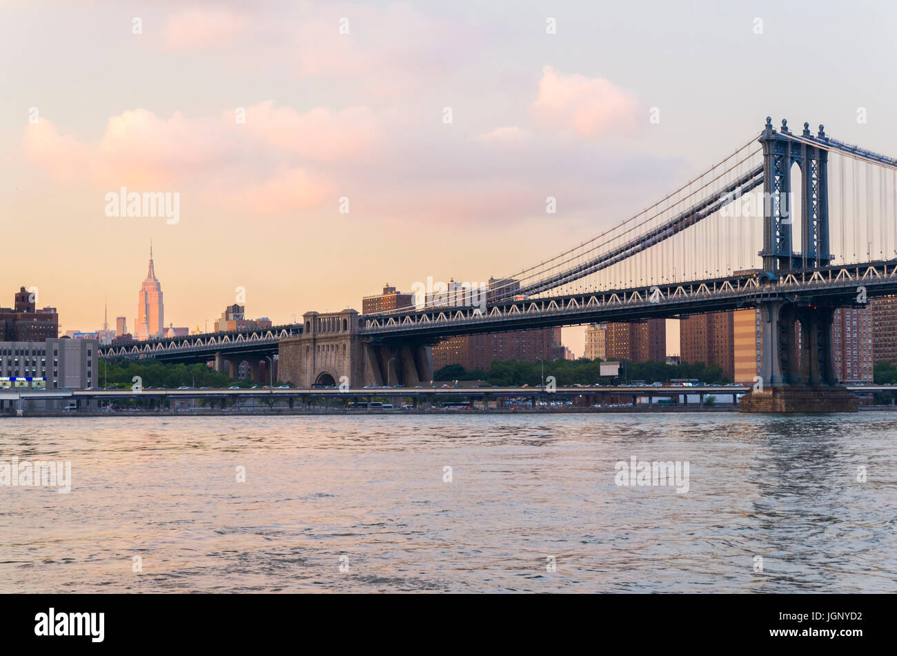 Empire State building (far left) and Manhattan Bridge seen from