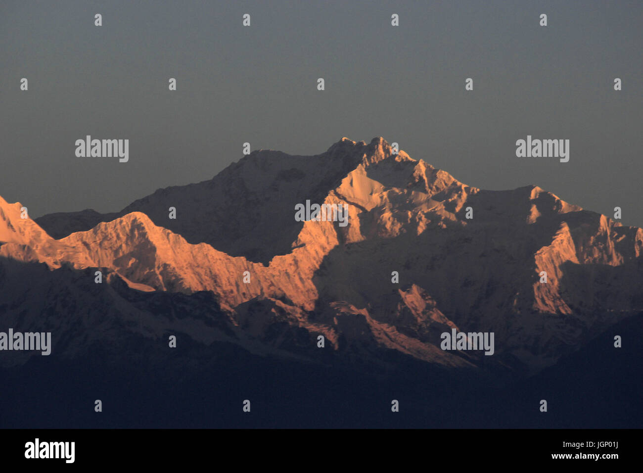 Himalayan range. kanchenjunga peak it sunrise. Stock Photo