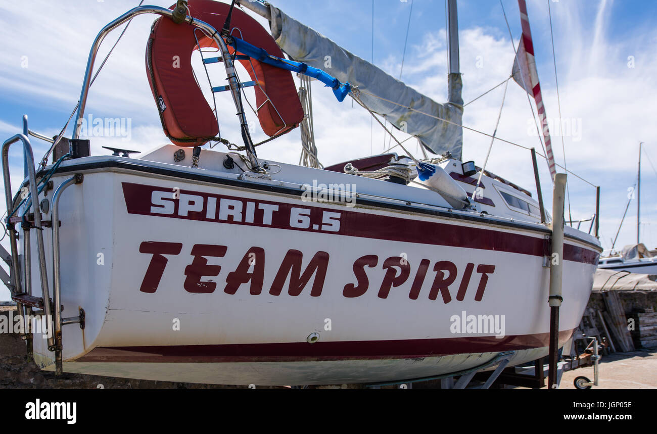 Yacht 'Team Spirit', Port St Mary, Isle of Man. Stock Photo