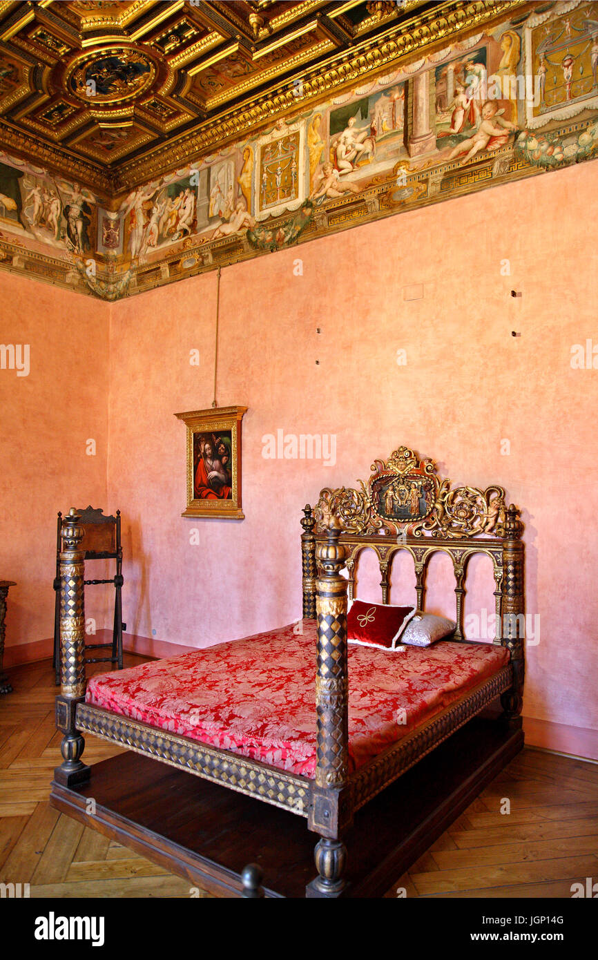 The 'Cupid and Psyche Room' ('La Sala di Amore e Psiche'), the bedroom of Pope Paul III in Castel Sant' Angelo, Rome, Italy. Stock Photo