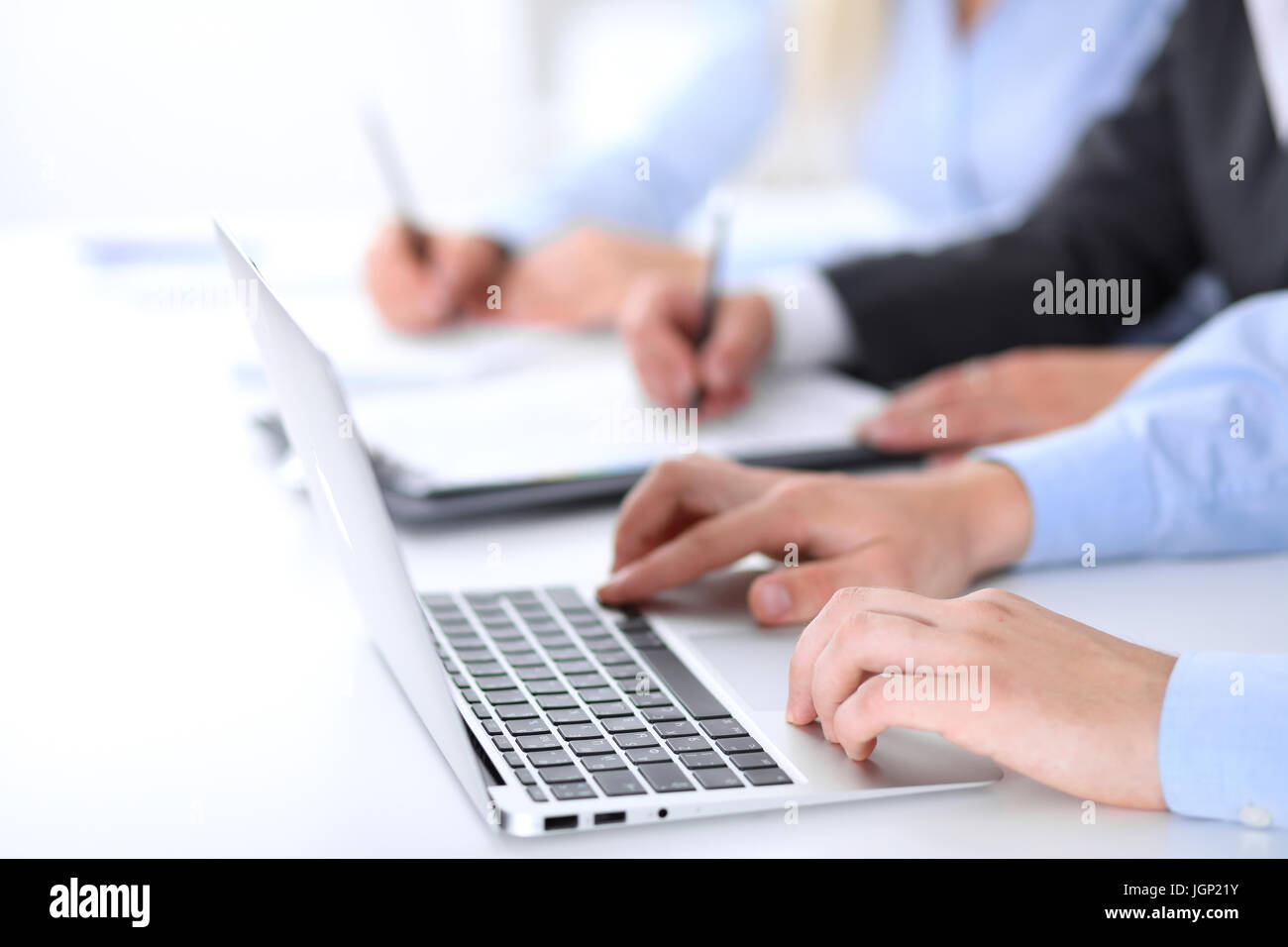Group of business people working together in office Stock Photo - Alamy