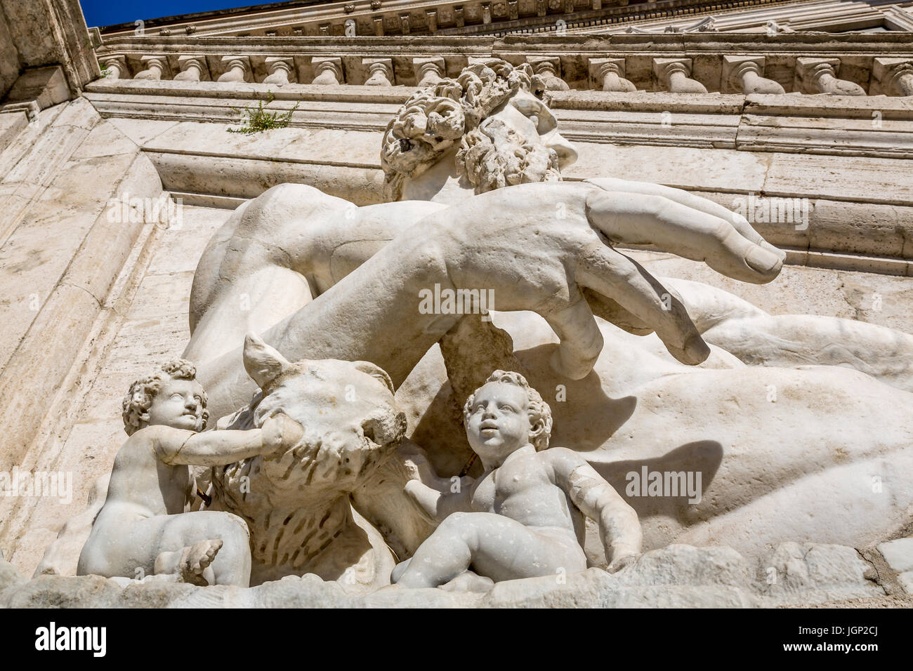 Close-up of the ancient reclining statue of the Tiber River God, from Capitoline Hill Square, Rome, Italy Stock Photo