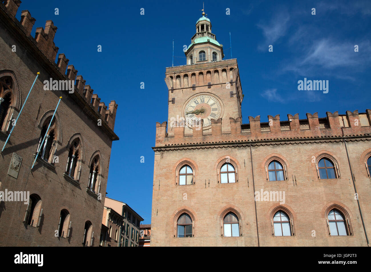 Clock Tower; City Hall; Bologna; Italy Stock Photo Alamy
