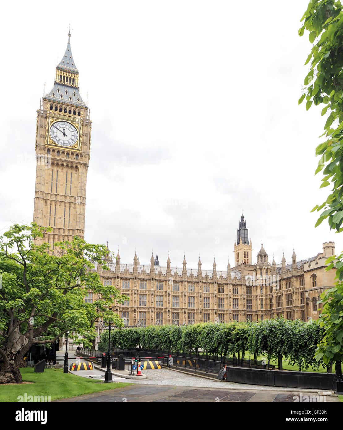 Elizabeth Tower with Big Ben bell inside, Palace of Westminster in London, Summer 2016 Stock Photo