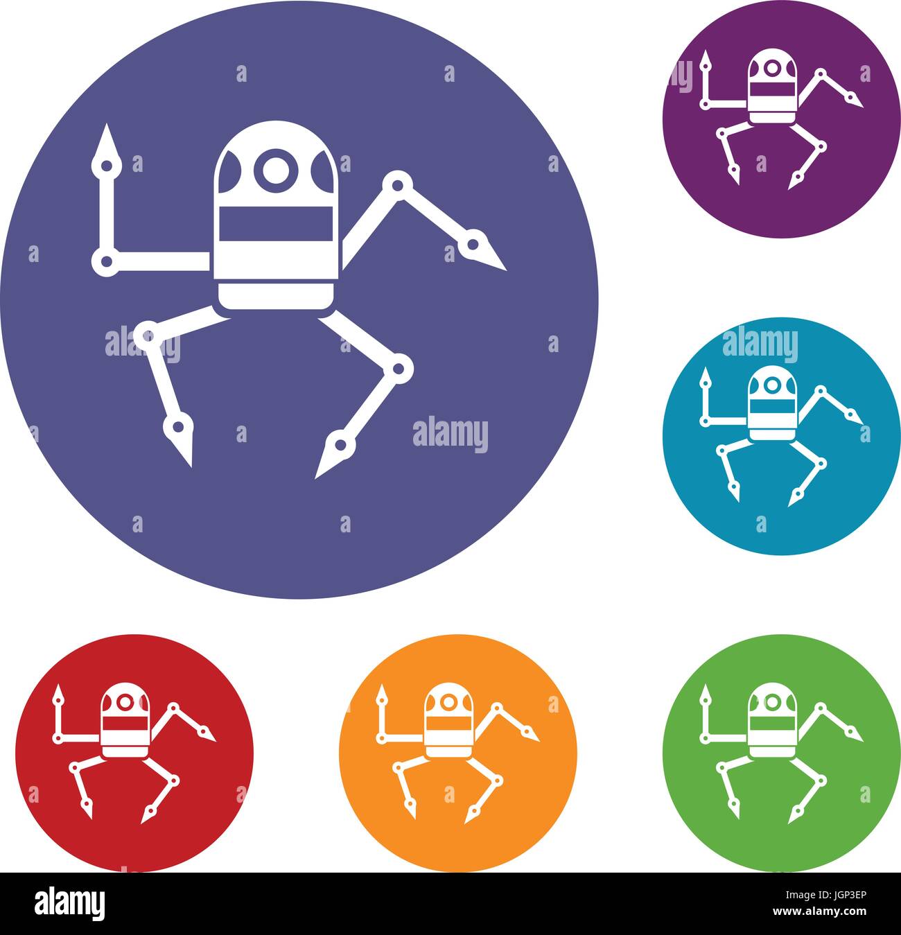 Spider robot icons set Stock Vector