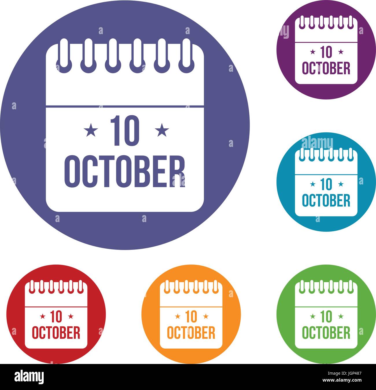 10 october calendar icons set Stock Vector Image & Art - Alamy
