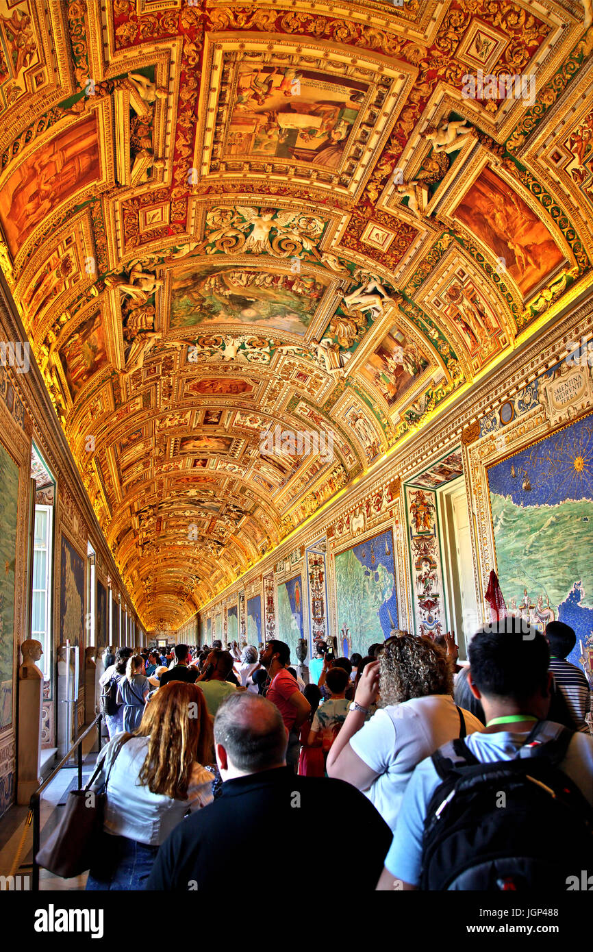 In the Gallery of  Maps (Galleria delle Carte Geografiche) of the Vatican Museums, Vatican city Stock Photo